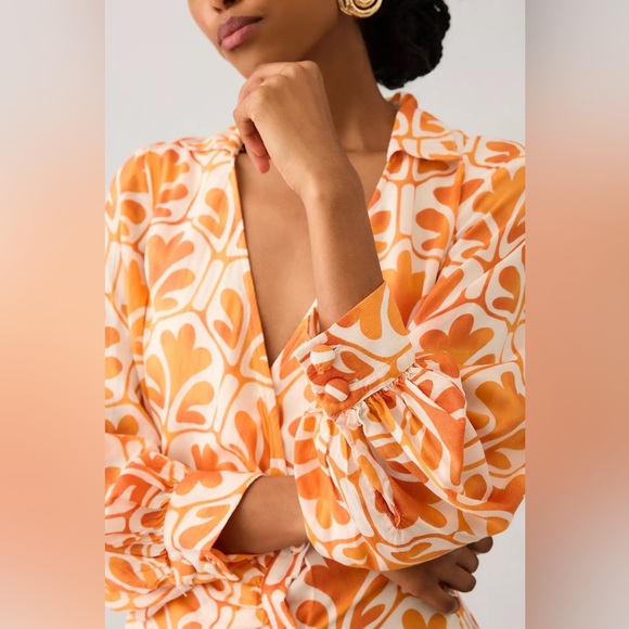 Anthropologie Maeve Printed Wrap Shirt Dress - Picture 4 of 16